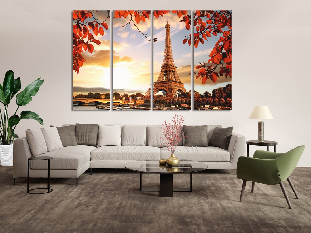 Paris Wall Art. Canvas Set of Paris. Living Room Wall Decor. Office Art