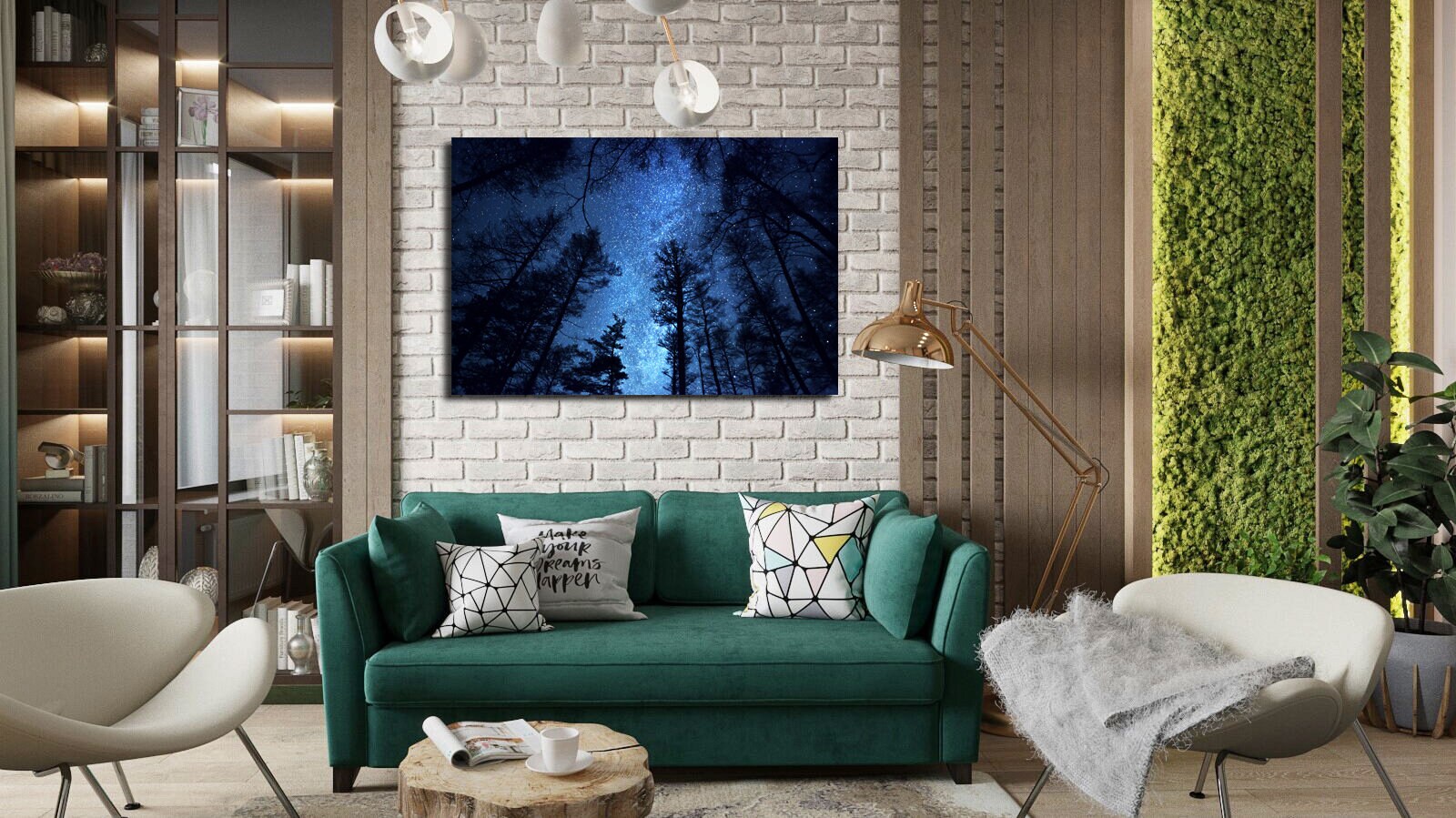 Night Sky Wall Art Forest Wall Art Trees Canvas Print Extra Large Wall ...