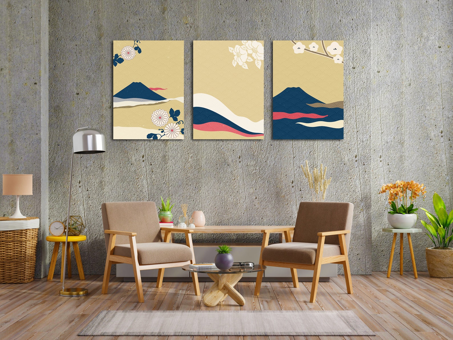 Japanischer Minimalismus Leinwand Kunst Fuji und Sakura Poster - Etsy.de