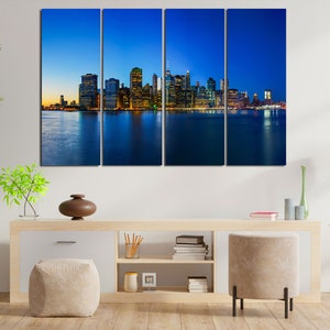 Awesome View on Manhattan over Night Skyline Big New York for Decoration Large Wall in House Beautiful Buildings in New York on Large Image