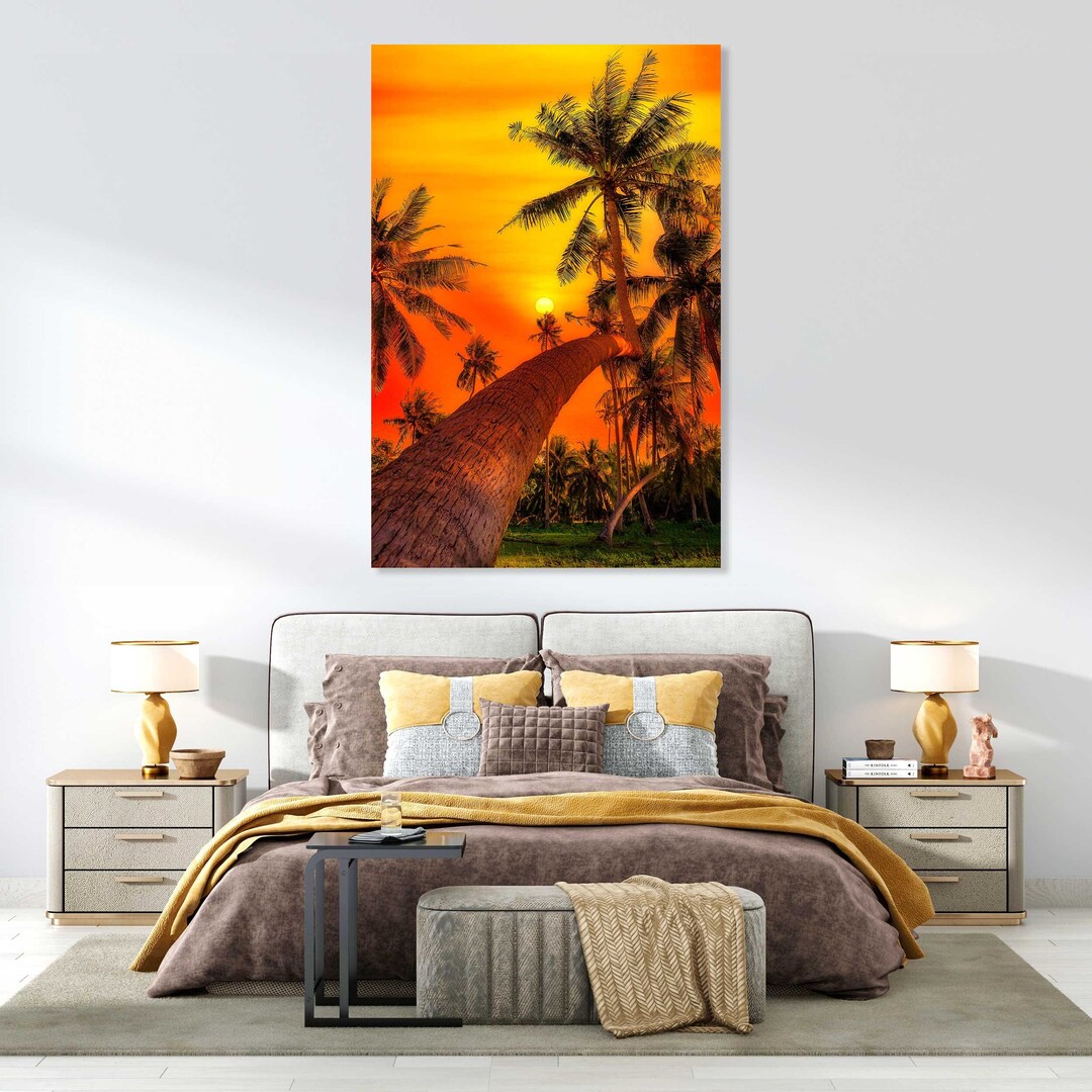 Coconut Palm Trees at Sunset Stylish Decor for Wall, Palm Trees in ...