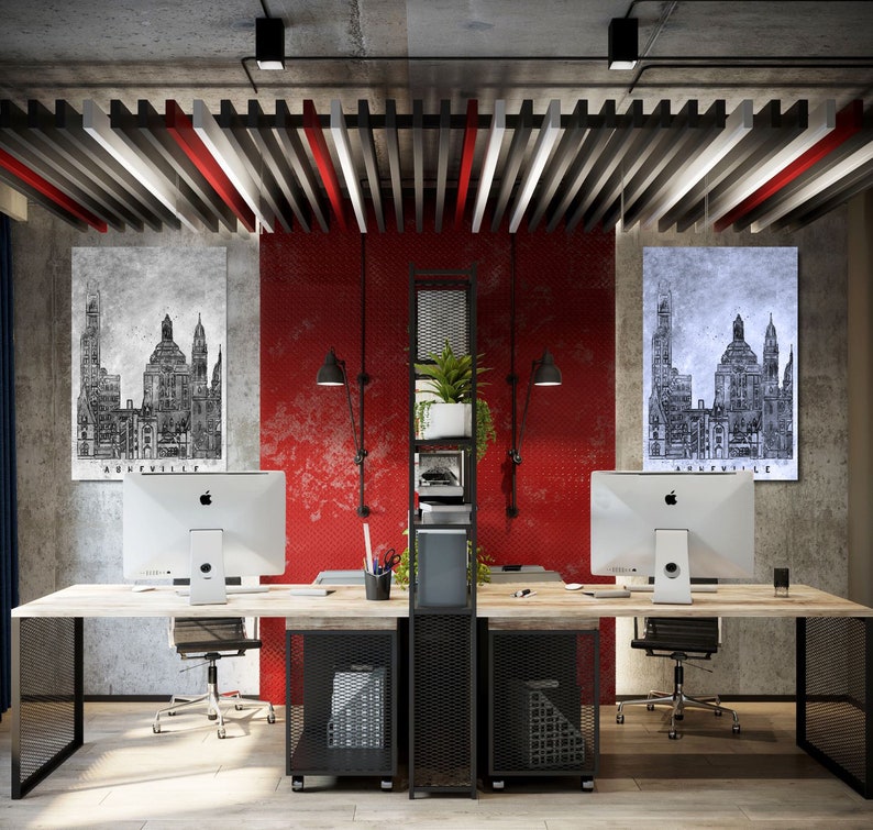 Asheville Wall Art Canvas Set. Asheville Watercolor. Abstract Etsy