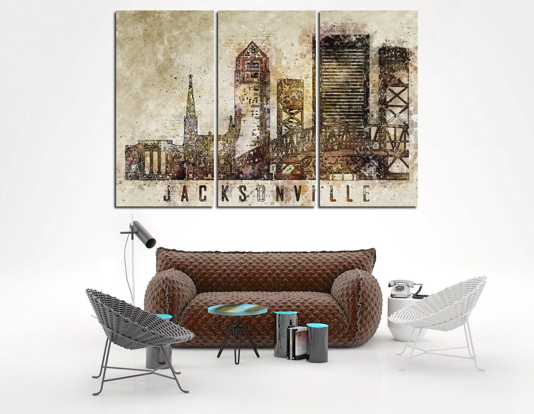Jacksonville Wall Art Canvas Set. Contemporary Art. Living Room Wall Decor. Office Art Decor