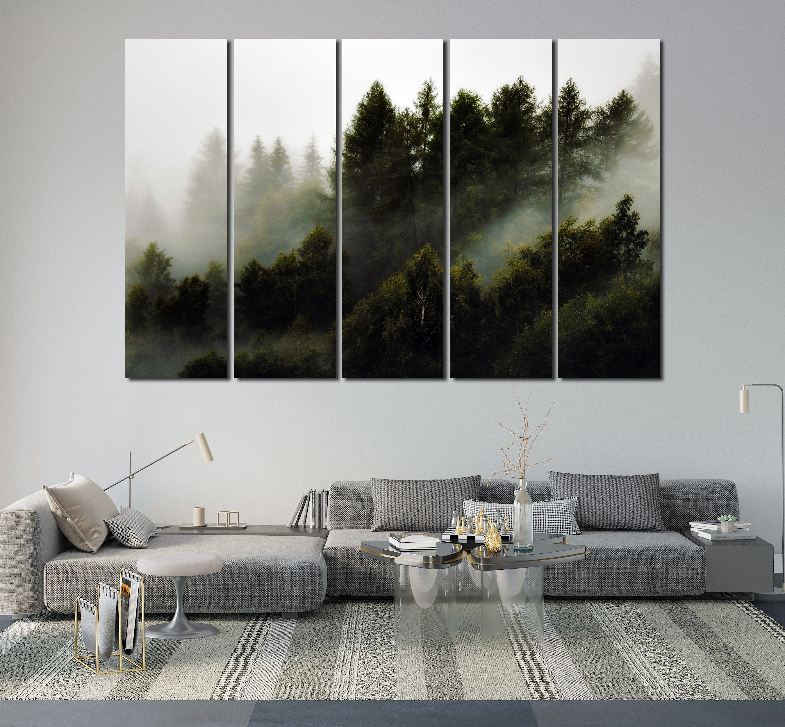 Foggy Forest Wall Art Misty Forest Forest Print Large Wall Art Fog and ...