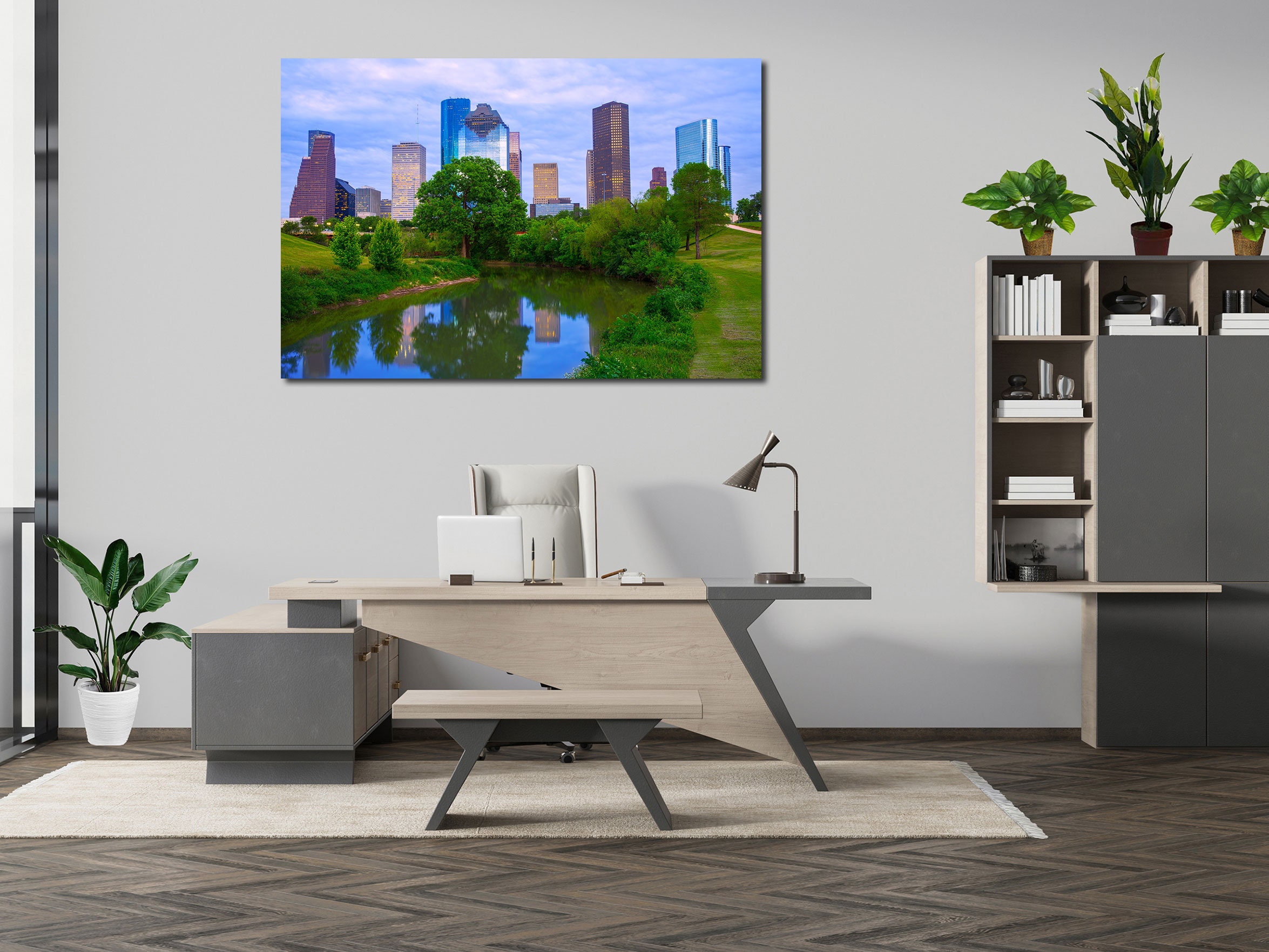 Morning in Houston Downtown on Canvas Prints Houston Cityscape for