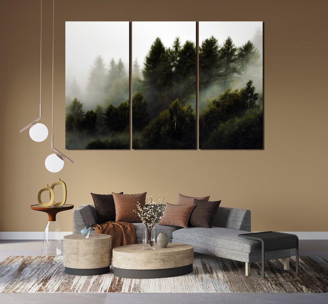 Foggy Forest Wall Art Misty Forest Forest Print Large Wall Art Etsy