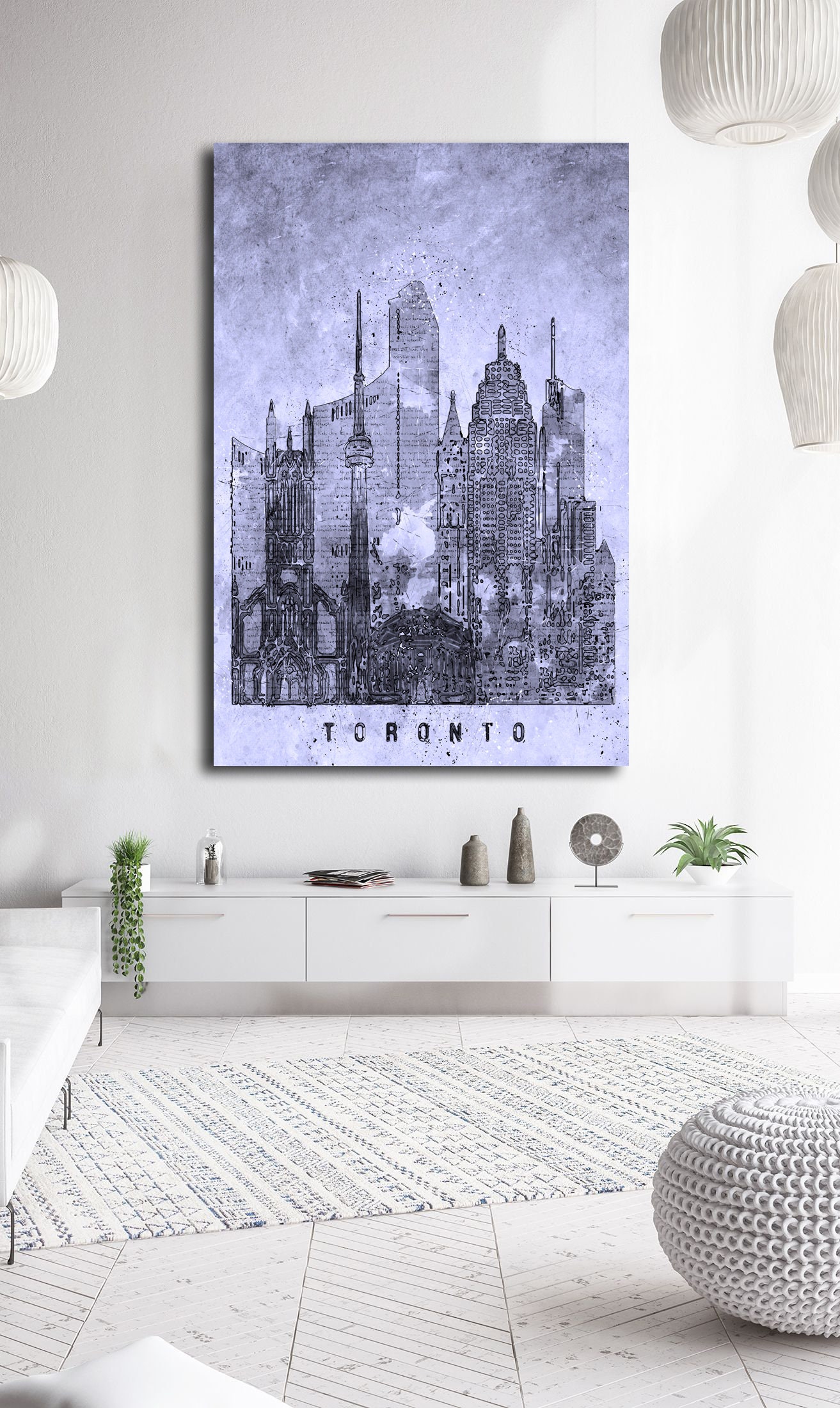 Toronto Skyline Watercolor Wall Art Toronto Canada Canvas Art Etsy