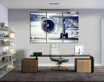 Huge Airplane Engine on Canvas for Wall Decor in Home Original Logistic Decor for Walls in the Office Cool Aviation Decor for Gift to Pilot