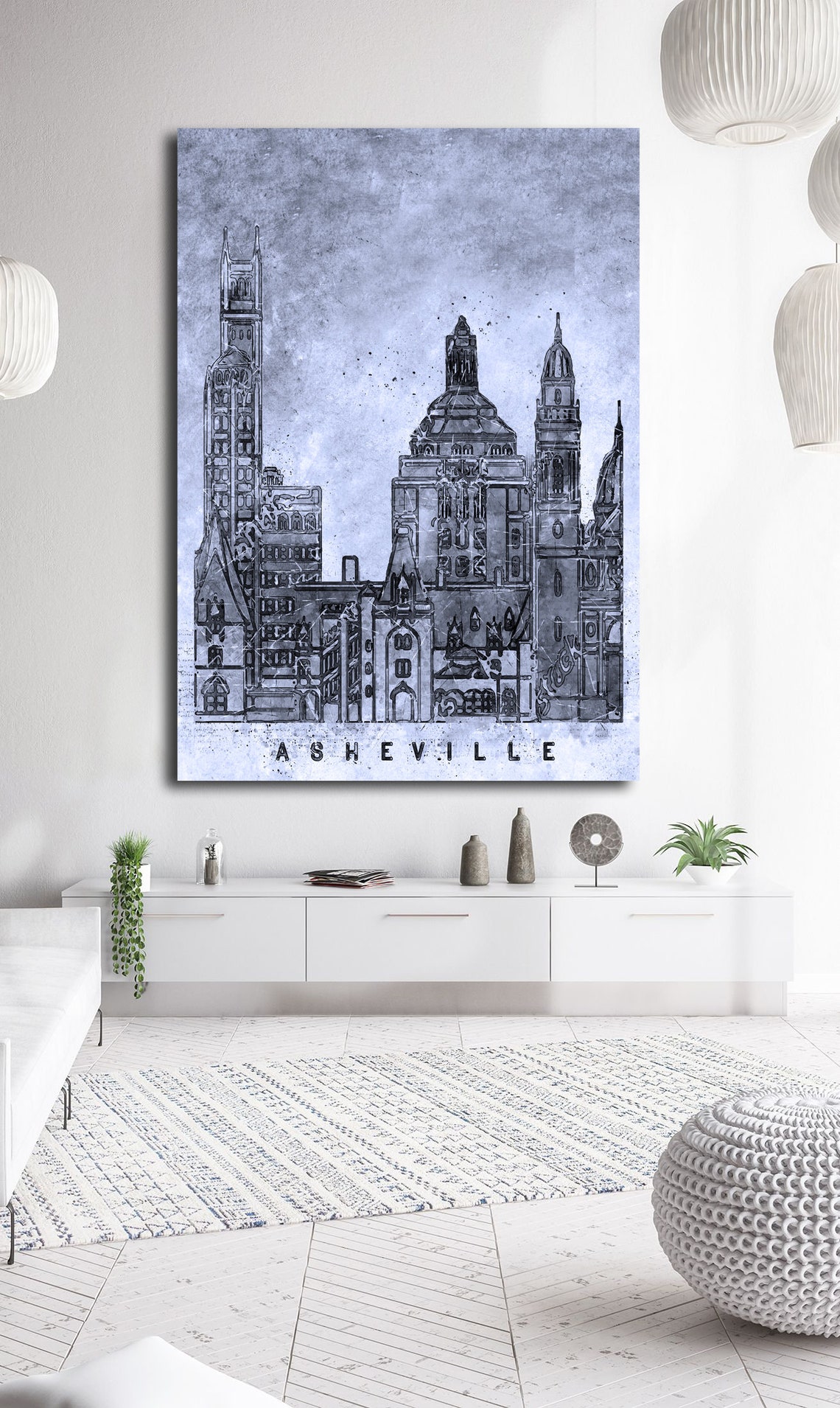 Asheville wall art canvas set. Asheville watercolor. Abstract | Etsy