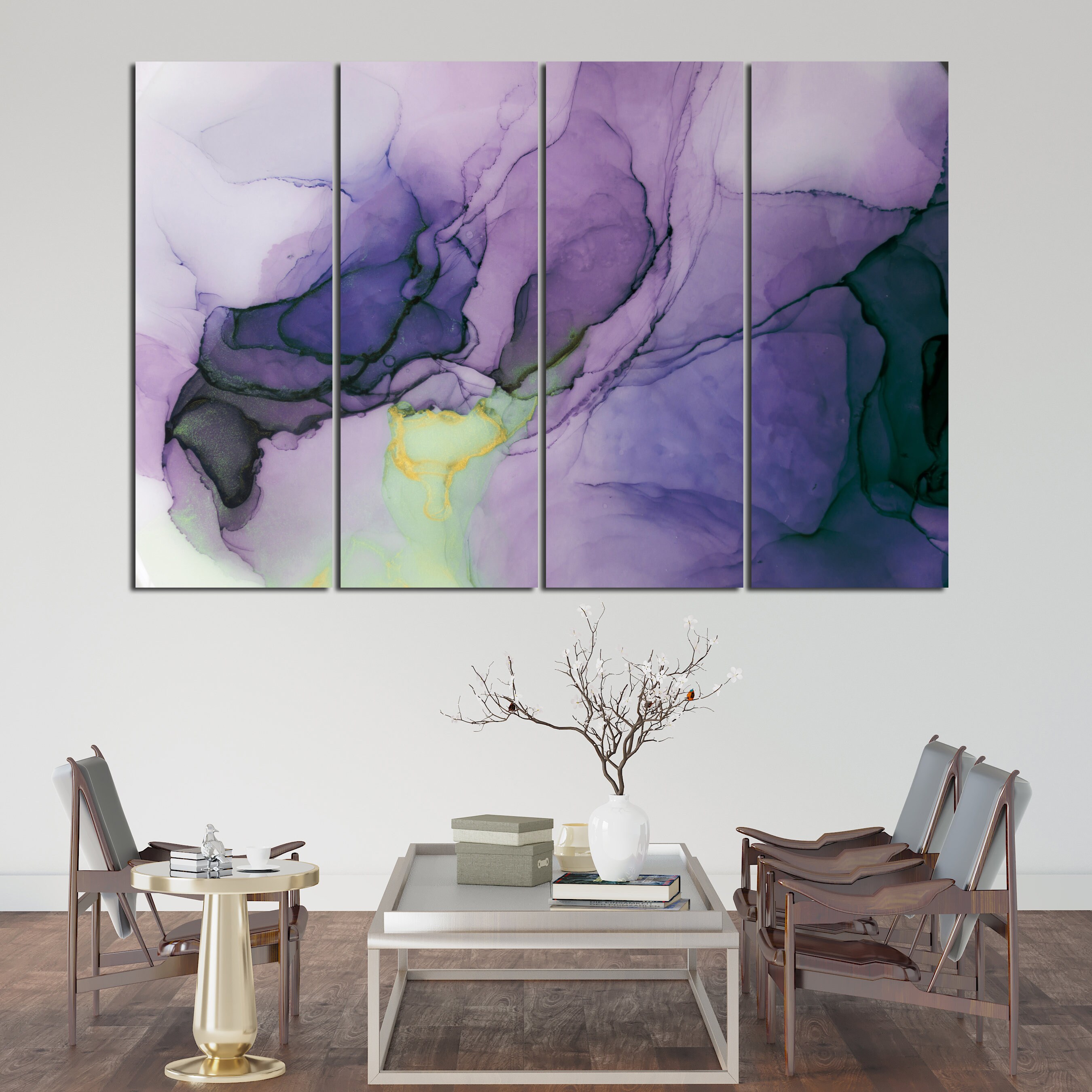 Blue Marble Wall Art Navy Blue Wall Decor Abstract Canvas Etsy