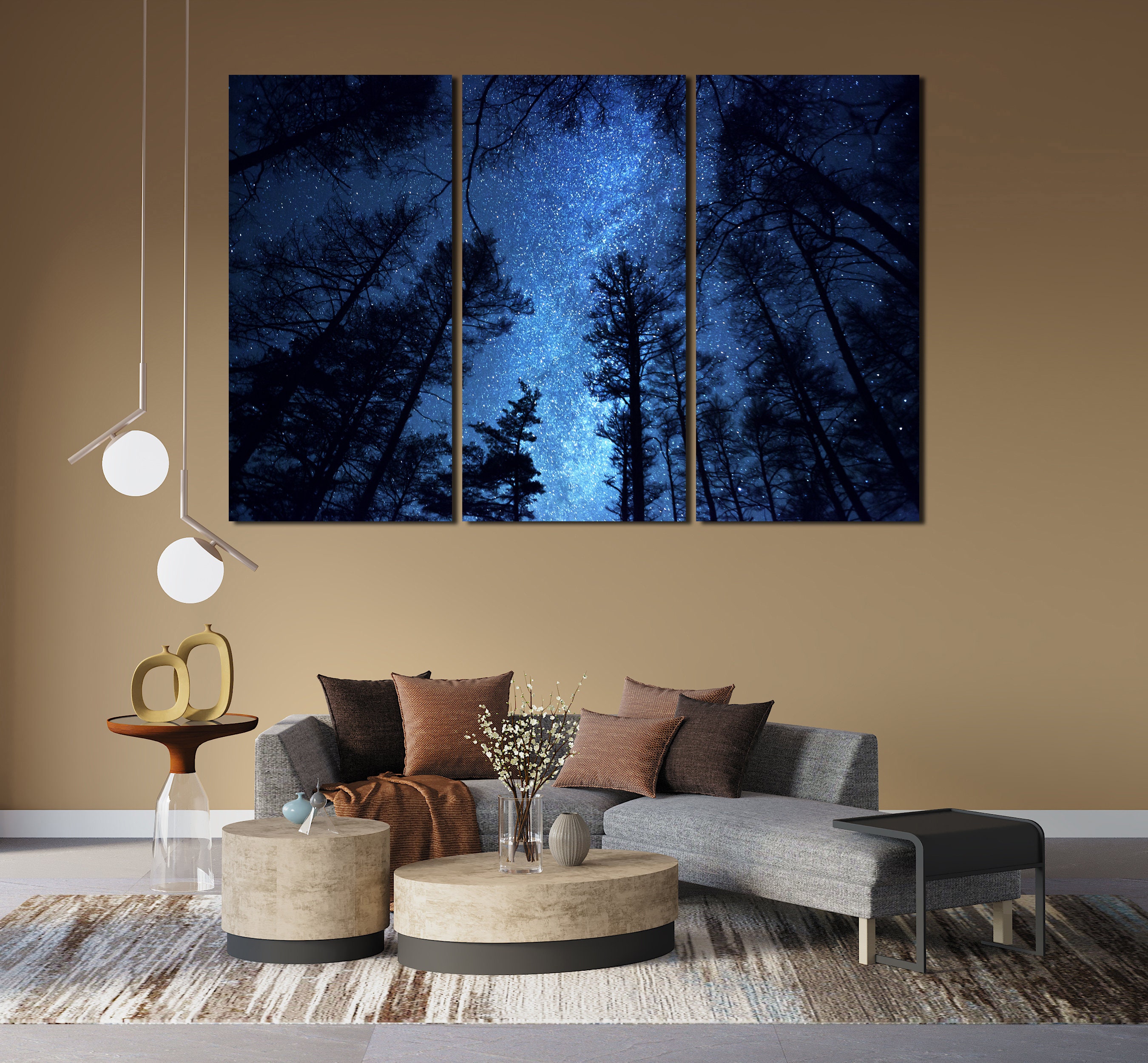 Night Sky Wall Art Forest Wall Art Trees Canvas Print Extra Large Wall ...