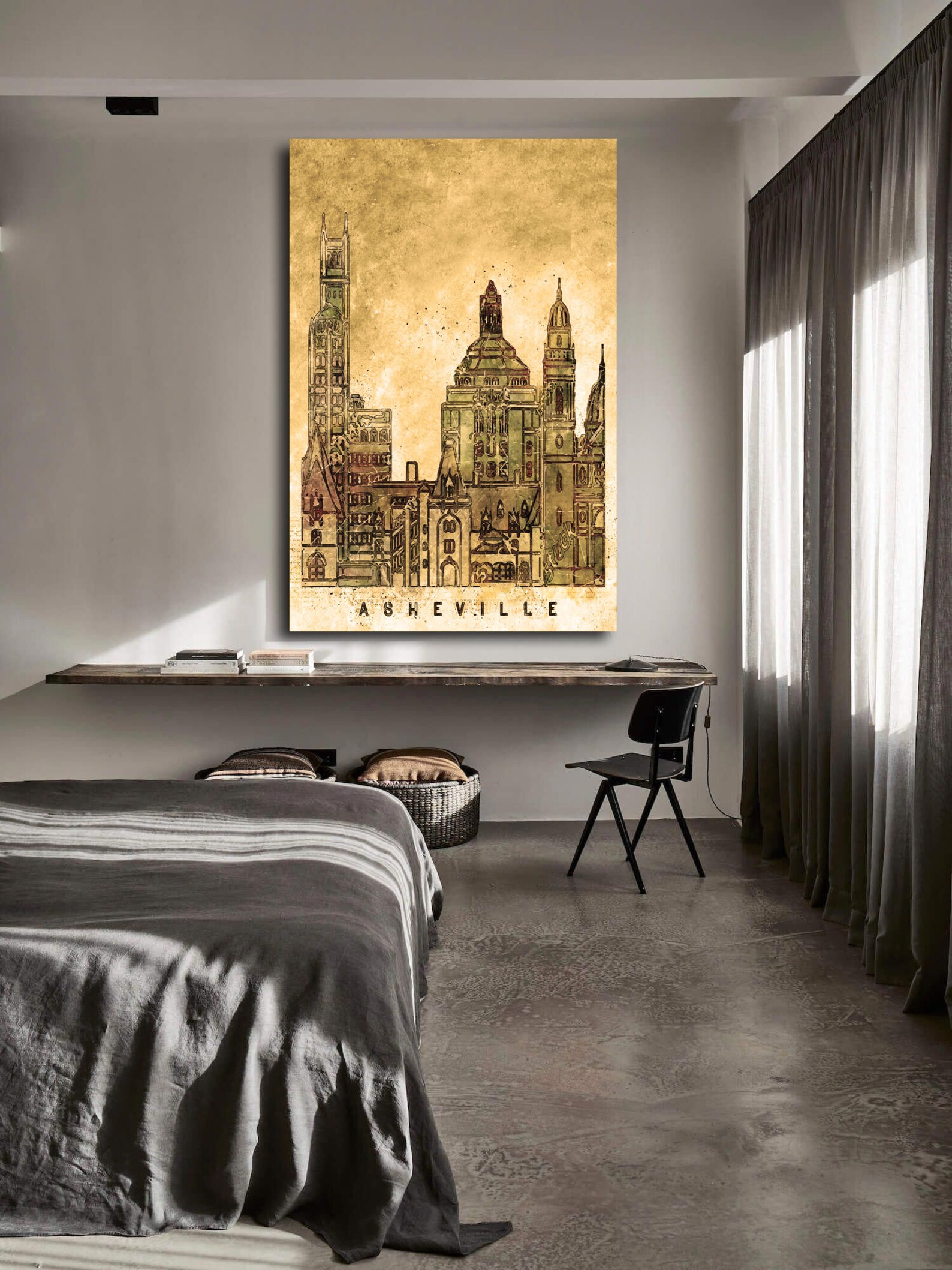 Asheville wall art canvas set. Asheville watercolor. Abstract | Etsy