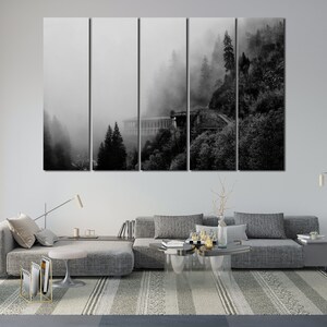 Foggy Forest Black and White Art Set of Forest Print Print Scandinavian ...