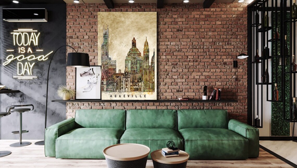 Asheville wall art canvas set. Asheville watercolor. Abstract | Etsy