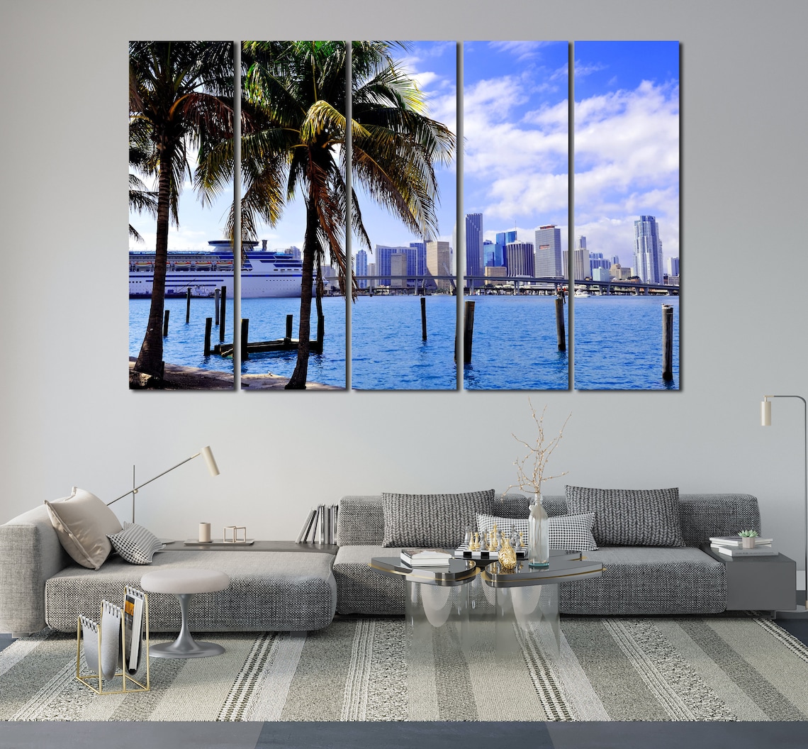 Miami Cityscape Wall Art Miami Art Print Ideas Miami Design Etsy