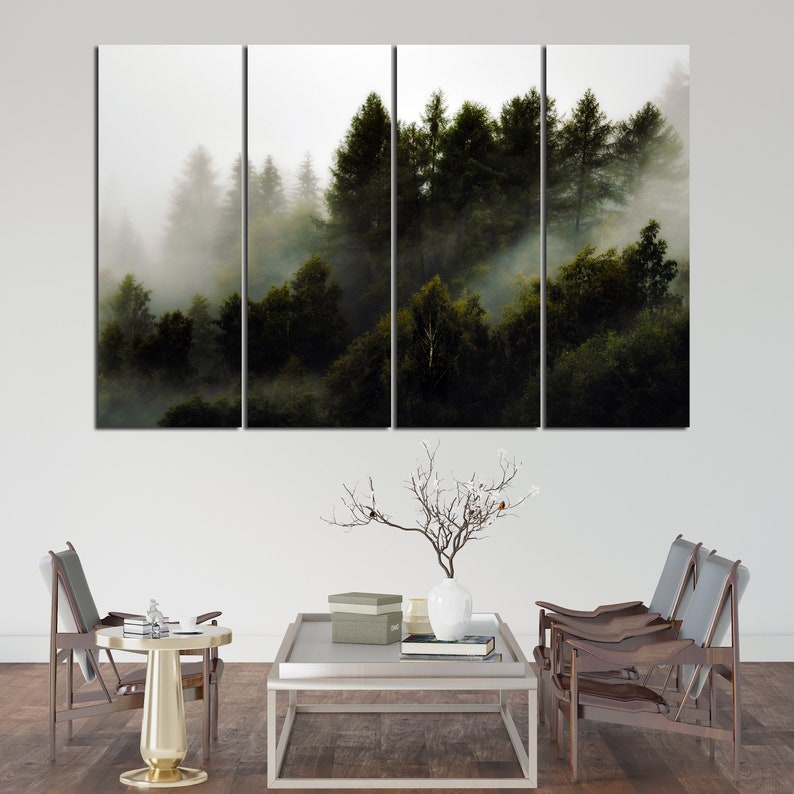 Foggy Forest Wall Art Misty Forest Forest Print Large Wall Art Fog and ...