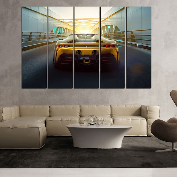 Ferrari SF90 Spider in Sunset wall art Beautiful Ferrari SF90 Spider for Decoration Large Wall in Bedroom Popular Art Decor