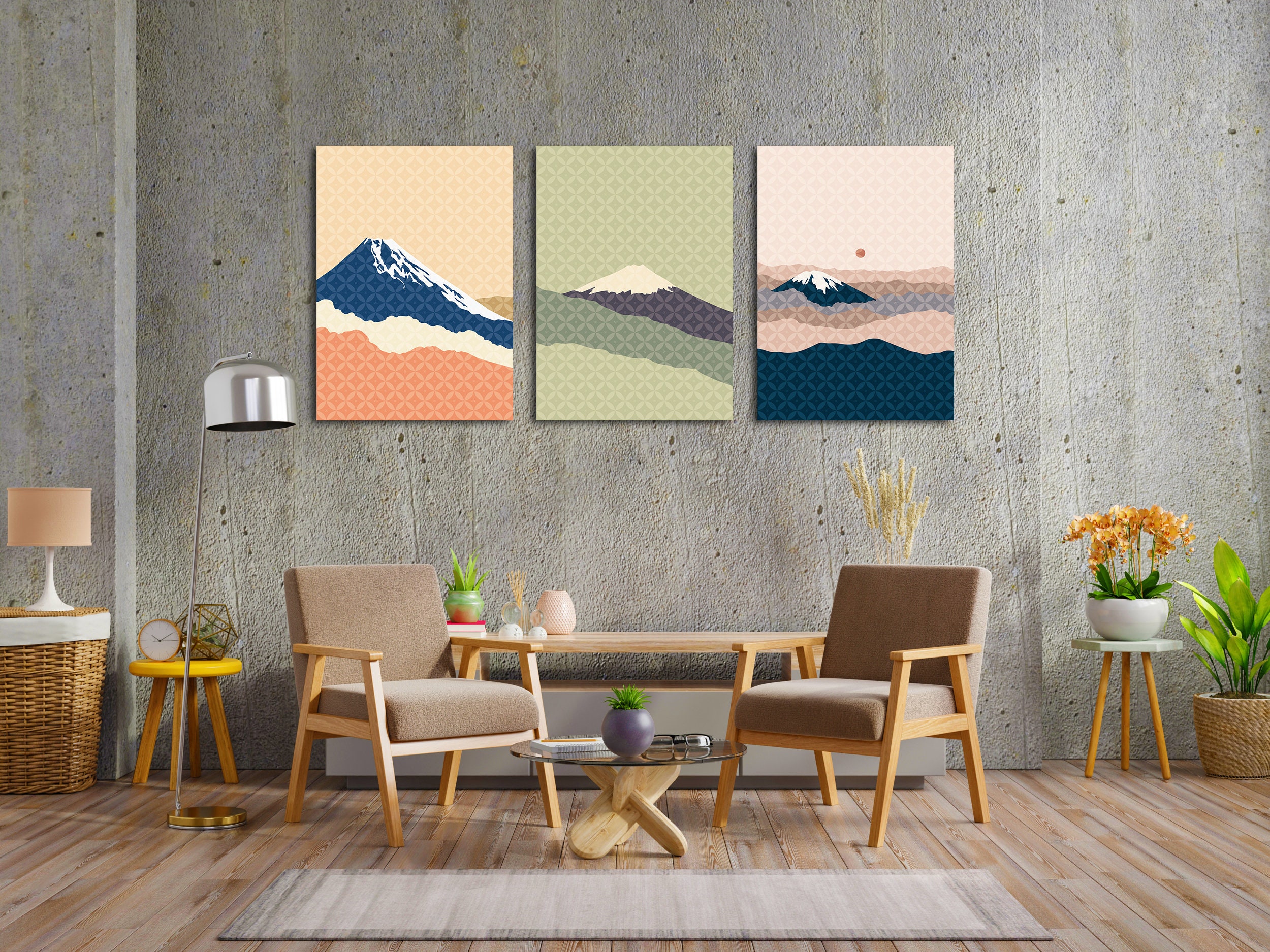 Fuji Minimalist Canvas Set for Wall Decoration Japanese Art Zen Wall