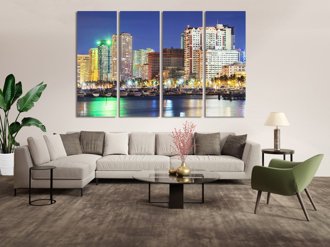 Manila Wall Art Canvas Set. Living Room Decor. Manila Artwork. Office