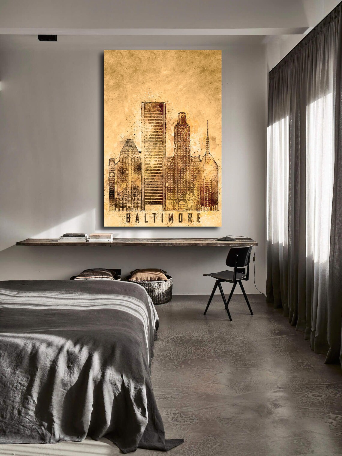 Baltimore wall art canvas set. Contemporary canvas art. Office Etsy