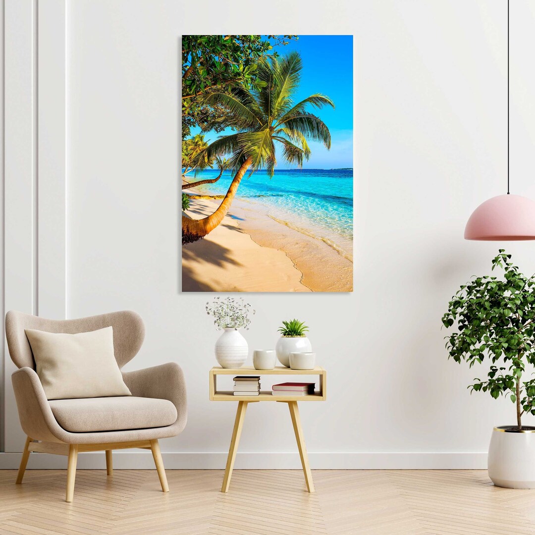 Sunny Beach of Maldives Art for Gift, Tropical Island Print Canvas ...