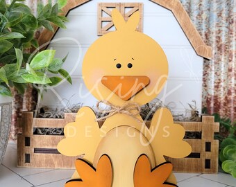 wood craft kit | chickadee chick | diy unfinished unassembled | free standing barnyard buddy farm animal | kid friendly!