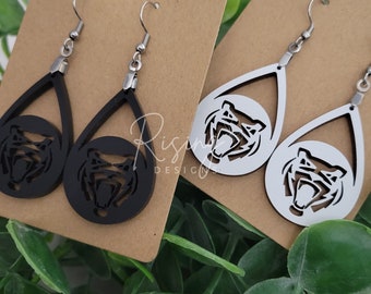 tiger mascot teardrop earrings | acrylic dangle earrings | stewartville tigers game day team spirit keepsakes