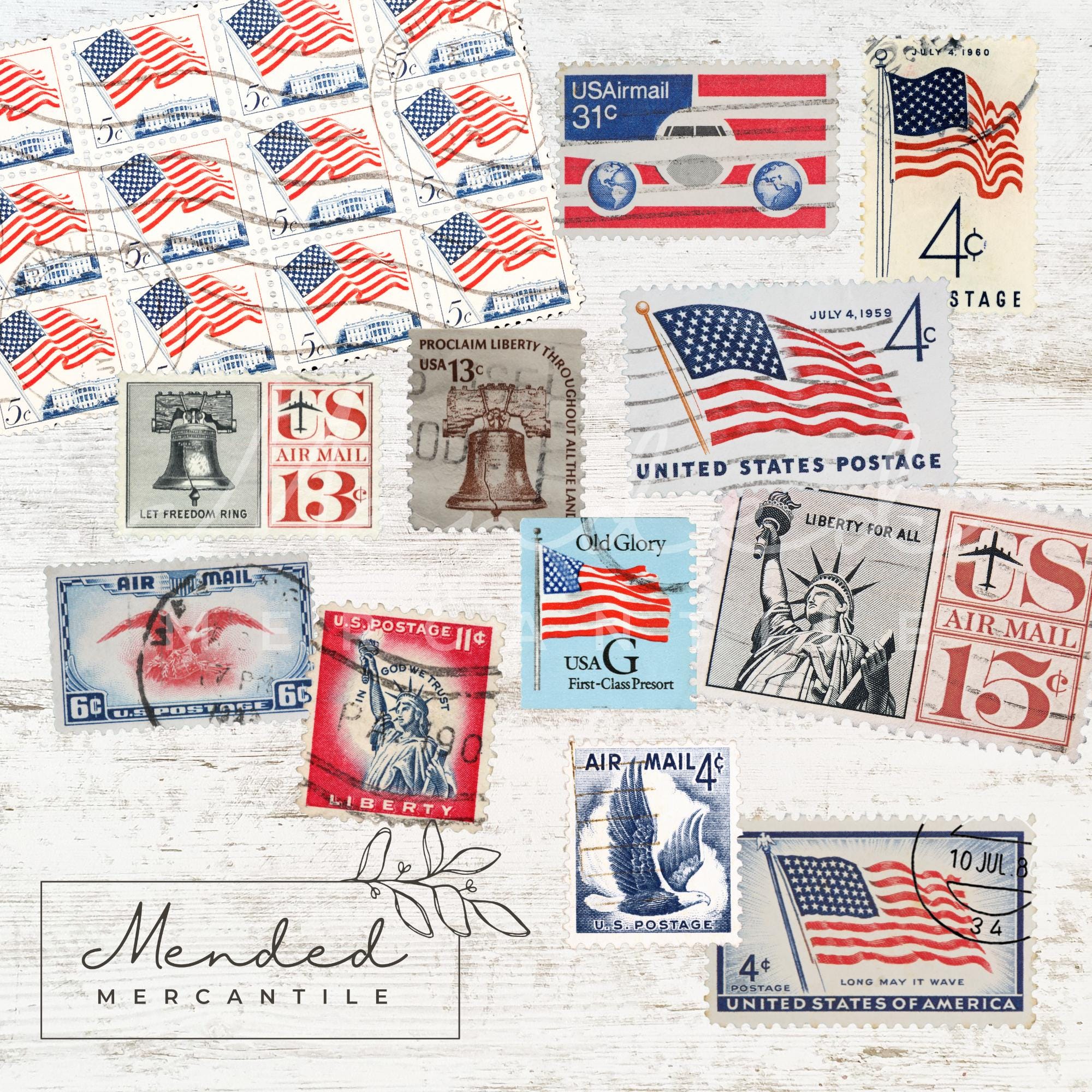 Printable Vintage-inspired Postage Stamps • DIGITAL DOWNLOAD ...