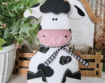 wood craft kit | cow | diy unfinished unassembled | free standing barnyard buddy farm animal | kid friendly!