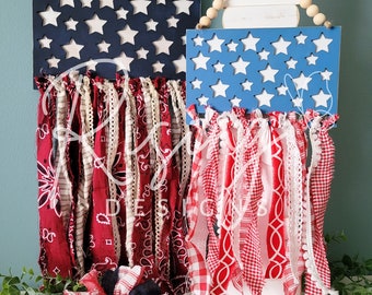 wood craft kit | star rag flag | diy unfinished unassembled | USA patriotic americana | stars and stripes | 4th of July project