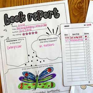 Book Report Template for Kids - Reading Log for Kids PDF Download - Kids Reading Tracker - Bookshelf Log - Bookmark Tracker - Book Review