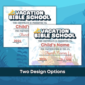 Ocean Vacation Bible School Certificate - Scuba Themed VBS Certificate - VBS Certificate Template - Editable VBS Certificate Underwater vbs
