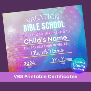 Urlaubs Bibel Schul Zertifikat Vorlage zum Start der Party - VBS Zertifikat Vorlage Download - Party Themed VBS Award Canva Vorlage