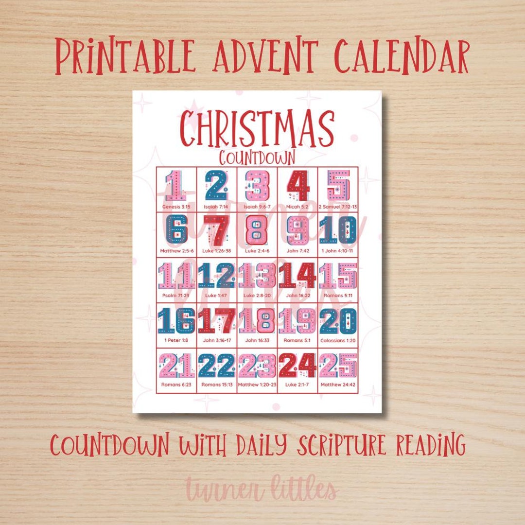 Printable Advent Calendar for Kids With Daily Scripture Reading, Advent