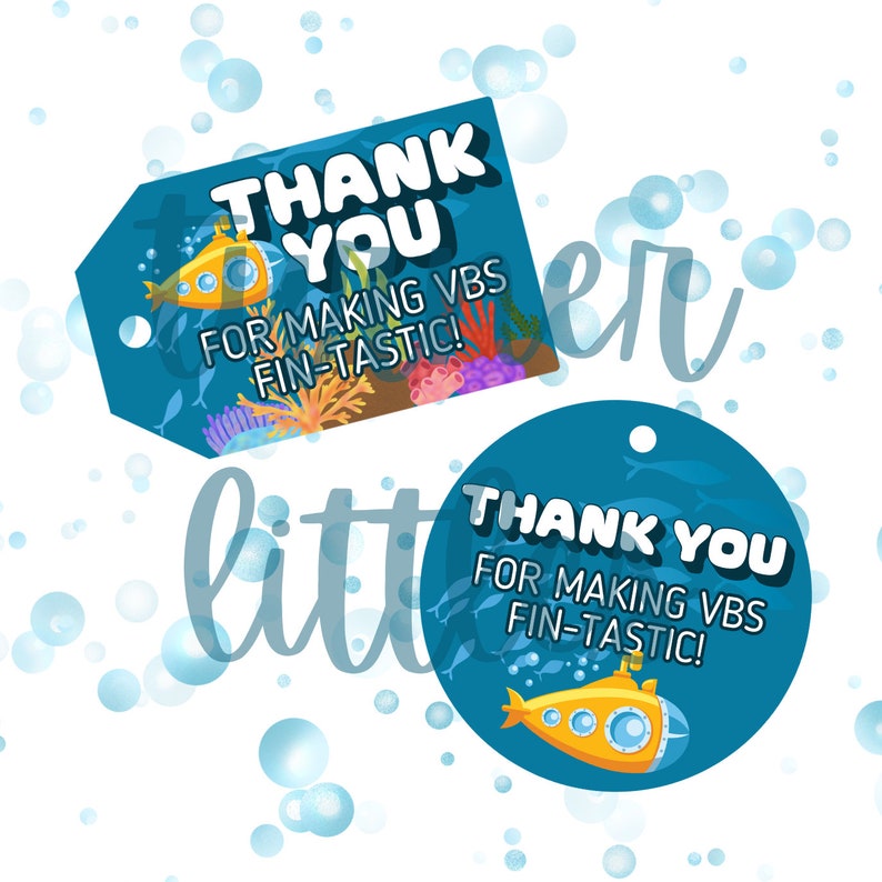 Ocean VBS Printable Gift Tags, Volunteer Appreciation, Scuba-themed ...