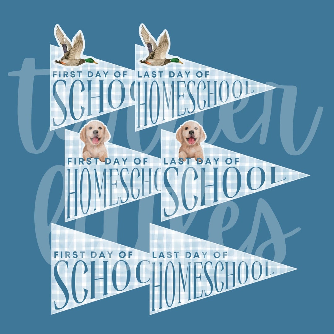 First Day of School for Boys PDF Last Day of Homeschool Preppy Flag DIY