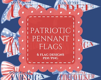 Fourth of July Pennant Flags: Patriotic Party Decor (PDF/PNG)