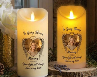 Personalized LED Tribute Candle, Custom Photo Memorial Candle, Sympathy Remembrance Gift