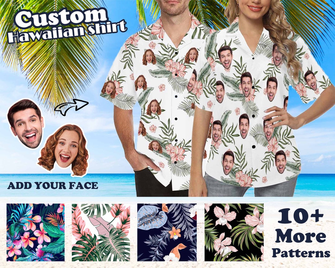 Custom Couple Hawaiian Shirt With Face, Personalized Shirt, Beach Short