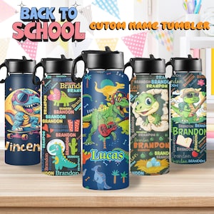 Personalized Name dinosaur Tumbler,Water Bottle With Straw Lid,Custom Water Bottle, Personalized Boy‘s Cup,Back to school, Birthday Gift