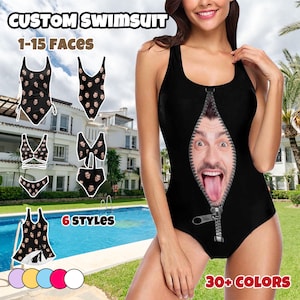 Custom Face Swimsuit, Personalized Photo Bikini, Bachelorette Party, Mother's Day Gift
