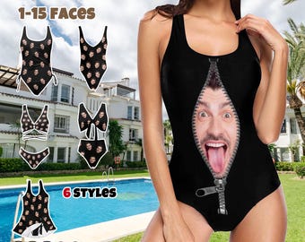 Custom Face Swimsuit, Personalized Photo Bikini, Bachelorette Party, Mother's Day Gift