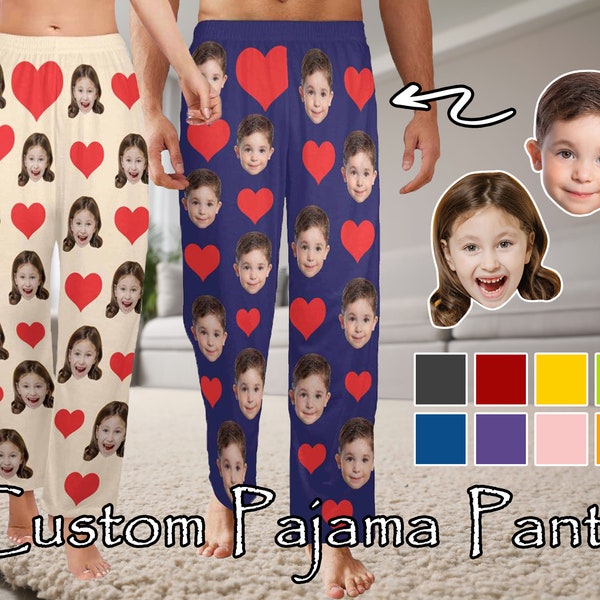 Custom Couple Pajama Pants, Custom Face Pajama Pants, Gift for Husband Wife, Anniversary Gift Birthday Gift Christmas Gift, Gift for Her/Him