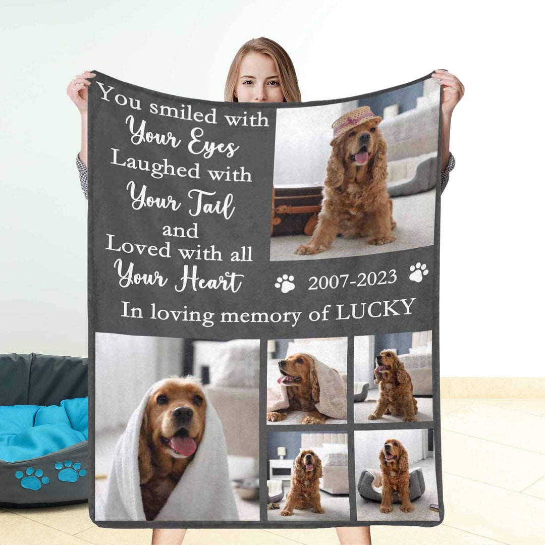 Custom Photo Pet Memorial Blanket, Sympathy Gifts for Loss of Loved