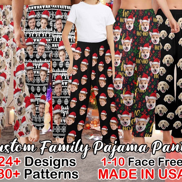 Benutzerdefinierte Familie Pyjama Hose, benutzerdefinierte Paar Pyjama Hose, Geschenk für Mann Frau, Jahrestag Geschenk Geburtstag Weihnachtsgeschenk, Geschenk für Sie / Ihn