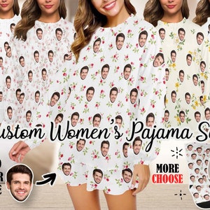 Custom Face Pajama Sets, Women's Pajamas set, Personalized Face Pajamas, Gift for Wife, Girlfriend, Mom, Birthday Gift, Anniversary Gift