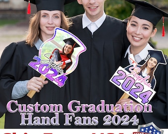 Custom Graduation Hand fans 2024,Graduation Fans with Photos,Personalized Face Fans,Graduation 2024,Gift for Her Him ,Graduation Favors 2024