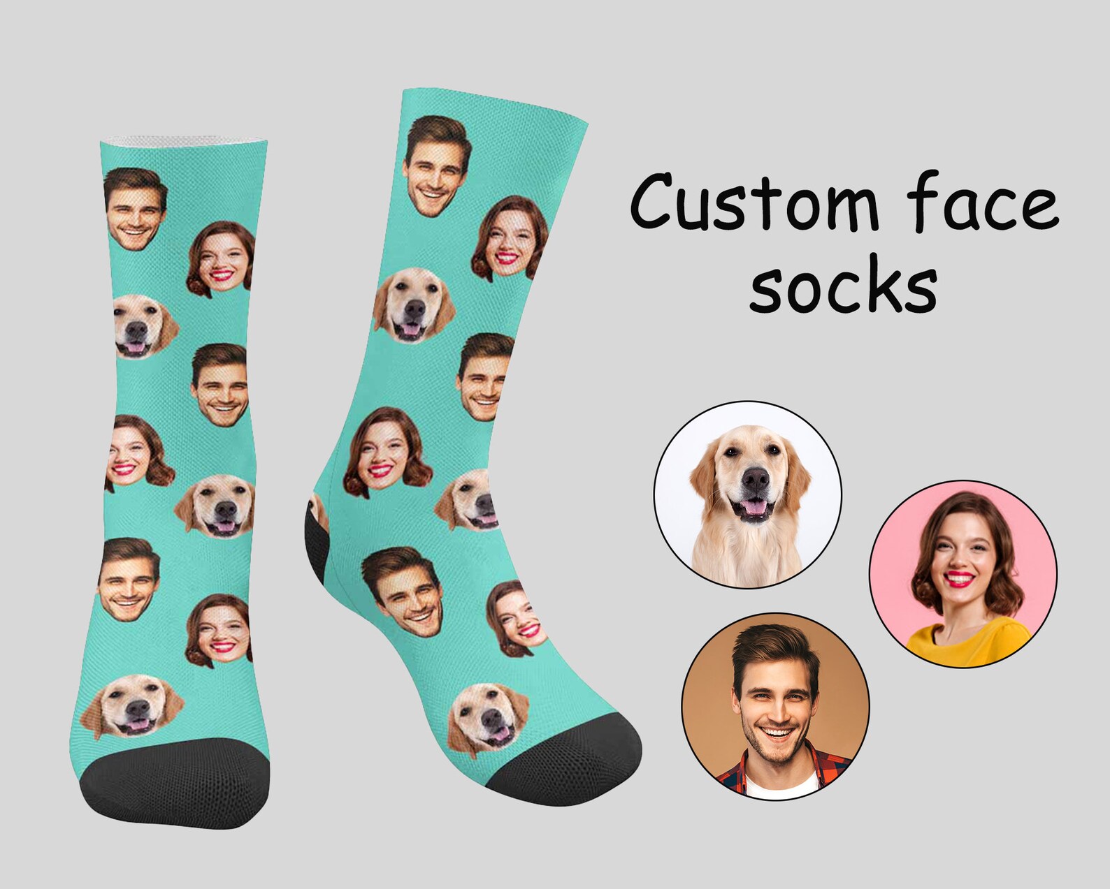 Customized Face Socks Put Any Face On socks Personalized Pet Etsy