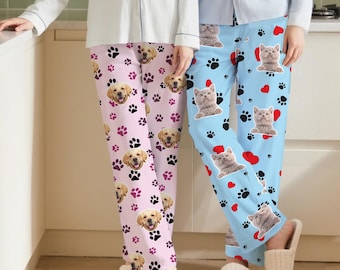 Custom Face Pajama Pants: Personalized Photo Gift for Pet Lovers, Mother's Day Gift