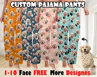 Custom Family Pajama Pants, Custom Dog Face Pajama Pants, Gift for Husband Wife, Anniversary Gift Birthday Christmas Gift, Gift for Her/Him